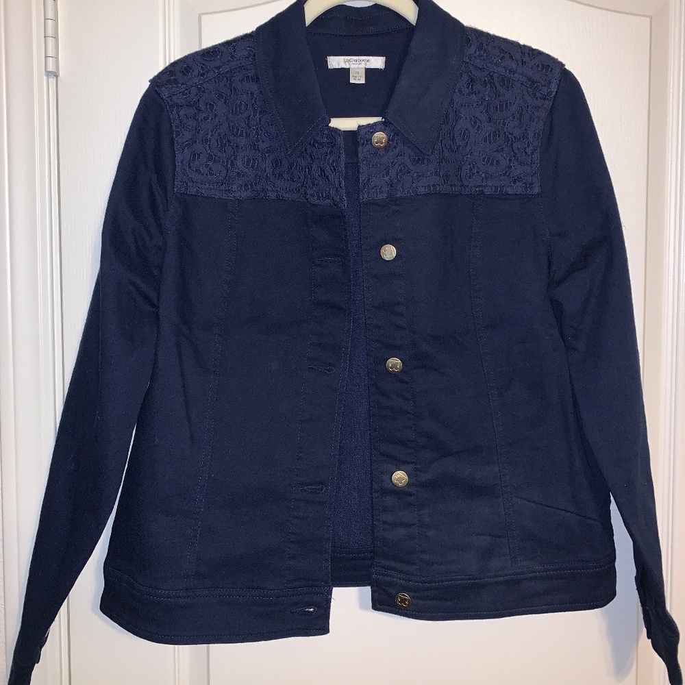 NWOT Liz Claiborne New York Lace Yoke Jean Jacket